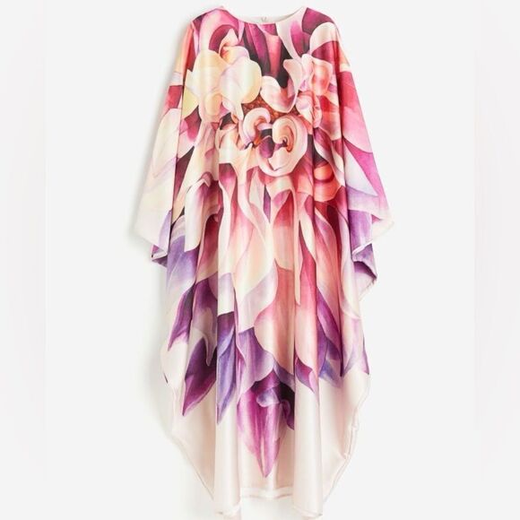 H&M Modest Ramadan Collection Satin Kaftan Dress - Picture 4 of 8